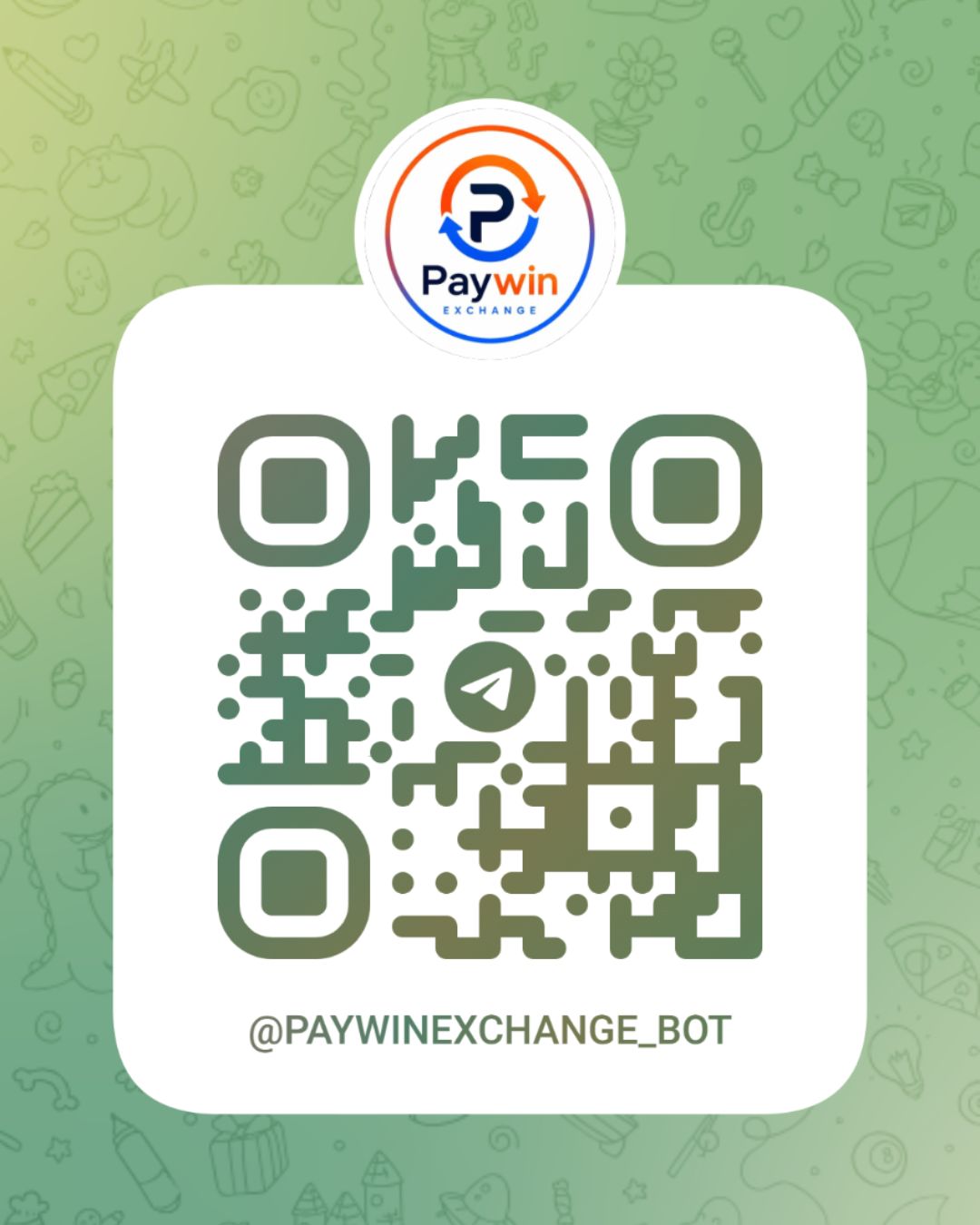 Código QR para abrir el bot de Paywin Exchange en Telegram